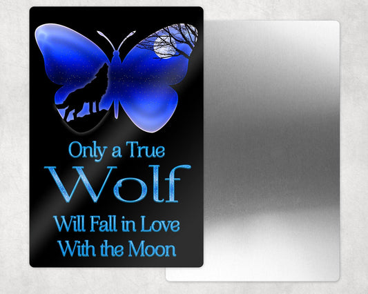 Wolf and Butterfly Silhouette Metal Photo Panel - 8x12 or 12x18 - Schoppix Gifts