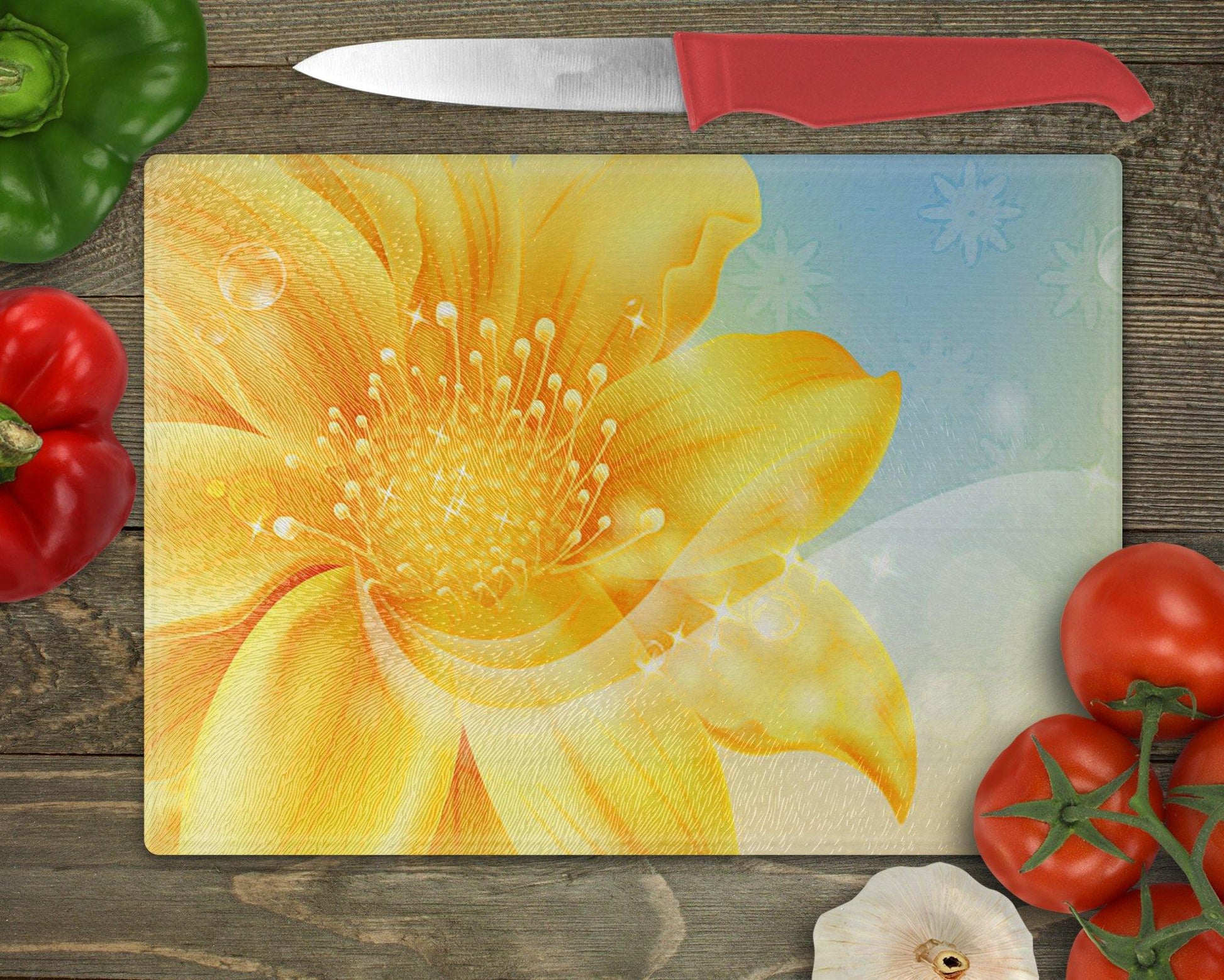 Golden Flower Glass Cutting Board - Schoppix Gifts