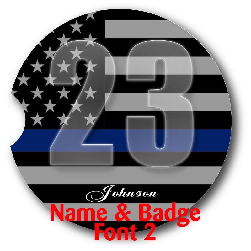 Thin Blue Line Car Coasters-Set of 2 - - Schoppix Gifts