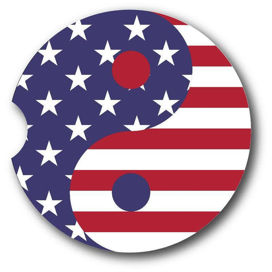 YinYang USA car coasters/Stars & Stripes American Flag  Set of 2 - Schoppix Gifts