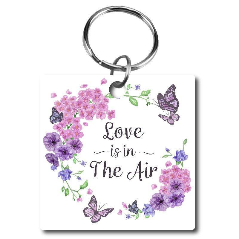 Love is in the Air butterflies and flowers Acrylic Key Chain - Schoppix Gifts