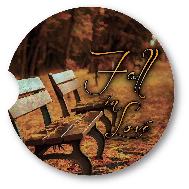 Autumn Fall in Love Benches Car Coasters / Set of 2 - Schoppix Gifts
