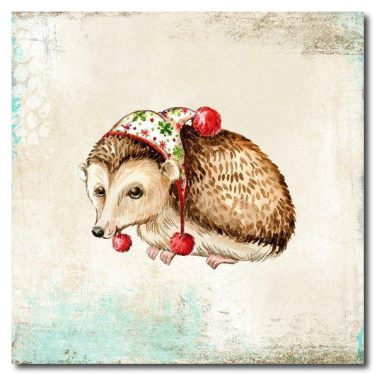 Winter Hedgehog Square Drink Coaster-Set of 4- Available in 4 styles! - Schoppix Gifts