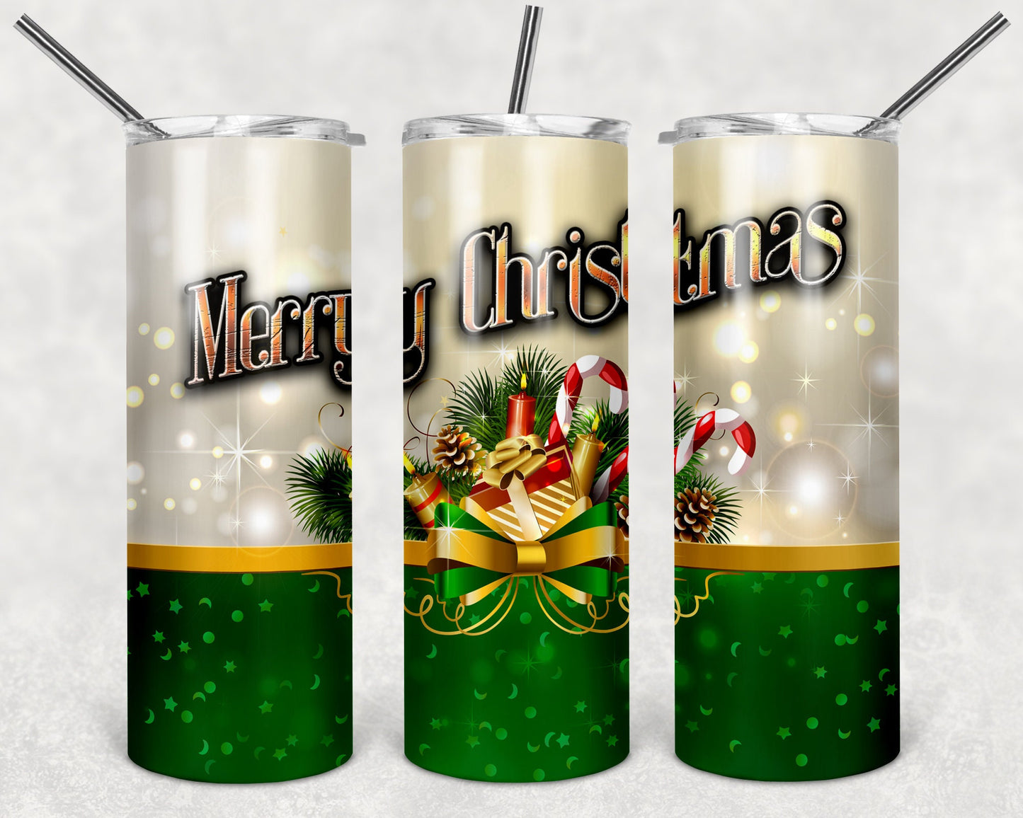 Christmas Wrapping Paper  20oz Skinny Tumbler - Stainless Steel