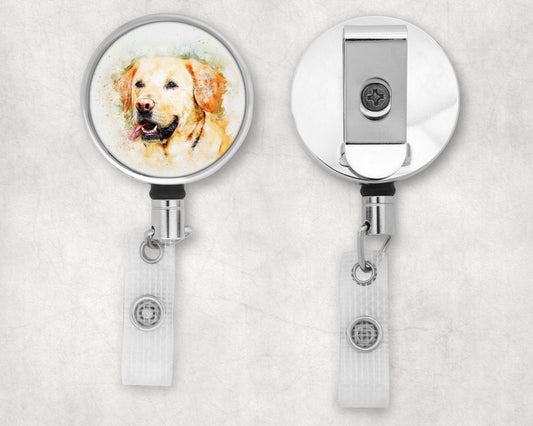 Yellow Lab/Labrador Dog Art Badge Reel