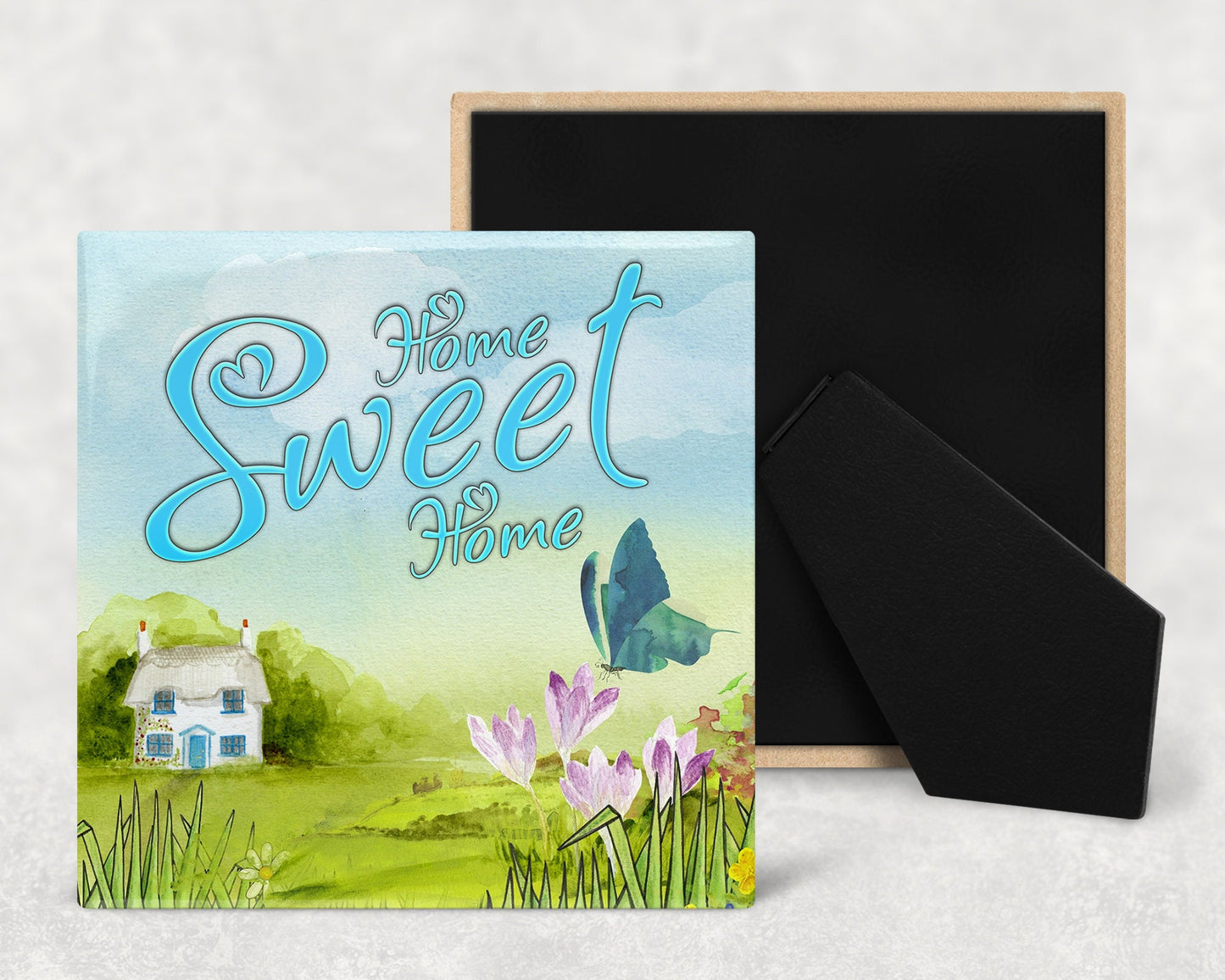 Home Sweet Home Art Decorative Ceramic Tile with Optional Easel Back - Available in 3 Sizes