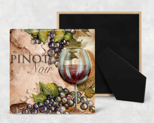 Wine Art Decorative Ceramic Tile with Optional Easel Back - Available in 3 Sizes