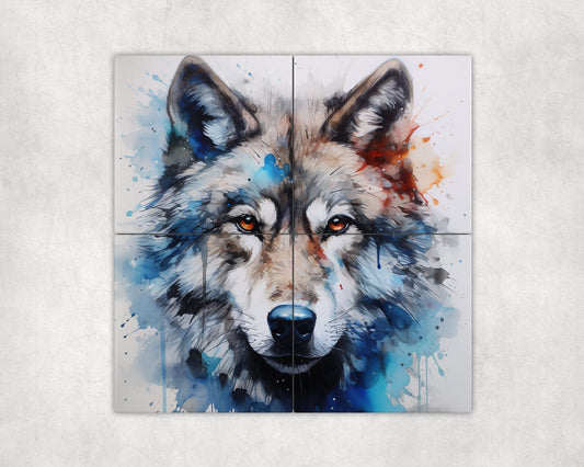 Wolf Portrait Art Loose Tile Mural - 3 sizes Available.