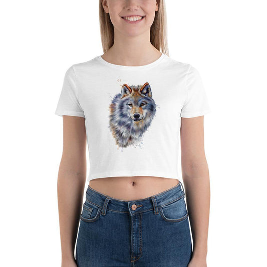 Wolf Portrait Women’s Crop Tee - Schoppix Gifts